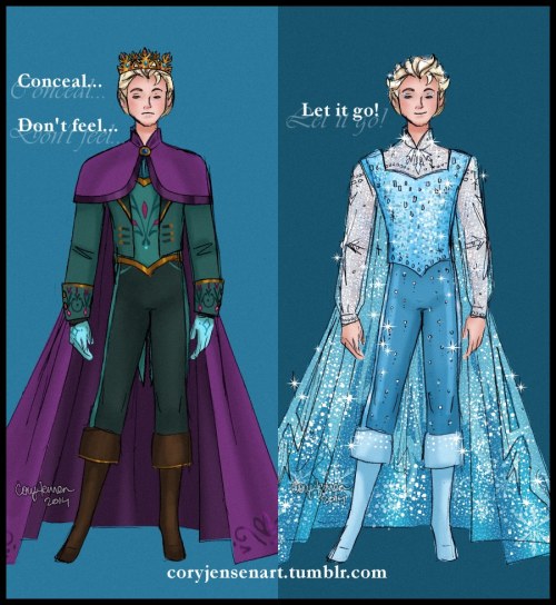 Sketches of an Elsa genderbend I did last year&hellip; did the coronation outfit tonight!