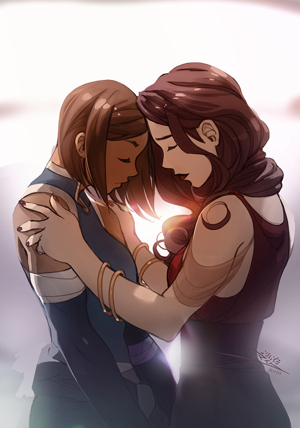 vashito: My artwork for @catstealers-zines Korrasami zine “Just the two of us”
