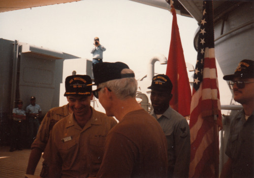 mynavyadventure:Steve Martin and Victoria Tennant visit the Wisconsin 10-20-1990