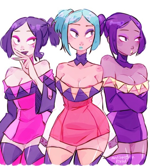 mediati0nal-field:self-care is drawing three palette-swapped cerebellas while listening to the entire skullgirls soundtrack on loop