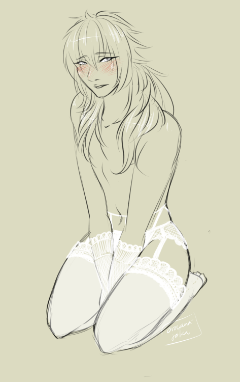 orocanajoka:  quick sketch of Aoba in some lingerie U///U)~