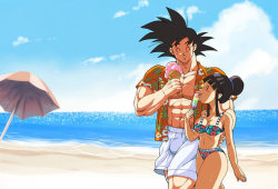 Dragonballsmut:  Phantomstudio-Tommy:  Commission Gokuxchichi  Beach Time By Phantomstudio-Tommy