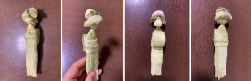 tanuki-kimono:Corn husk Japanese doll, full with nihongami and kimono, cute step by step by Taiyou I