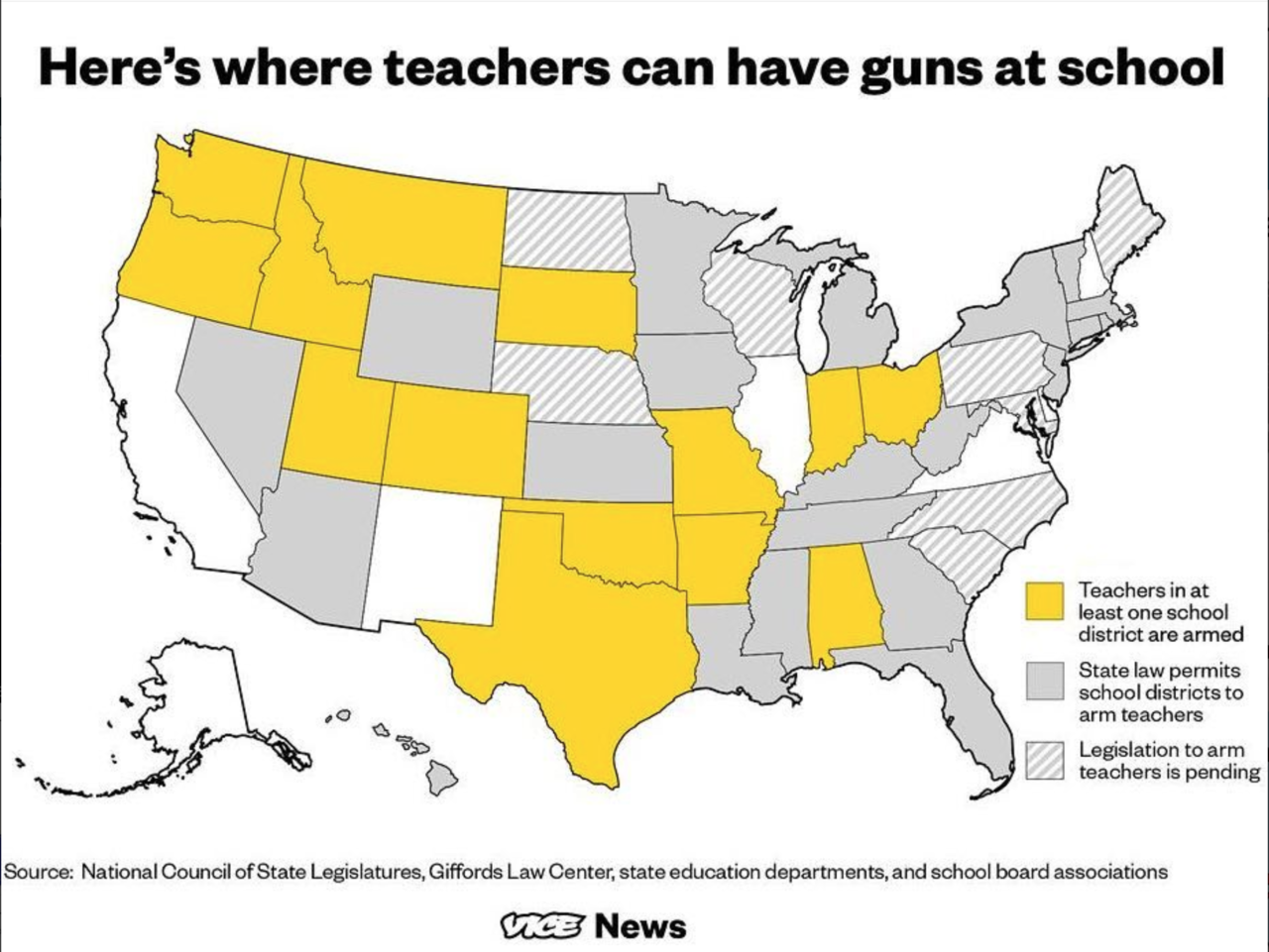 Here’s where teachers can have guns at school.