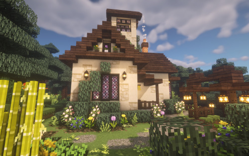  Purple spruce house ❁ Minecraft ❁    ForgeOptiFine 1.16.5❁ Resource packs ❁    Mizuno’s 16 Craft❁ S