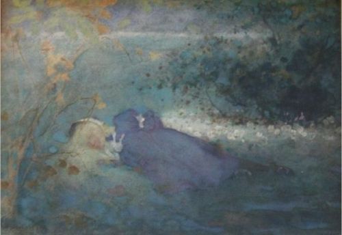 William ShackletonGirl Resting in a Woodland Clearing , 1894