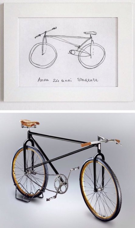 くろだまさし??@kurodamasa数百人に実物を見ず自転車を描いてもらい、それを忠実に設計するプロジェクト&quot;Velocipedia&quot; イタリア人デザイナー Gi