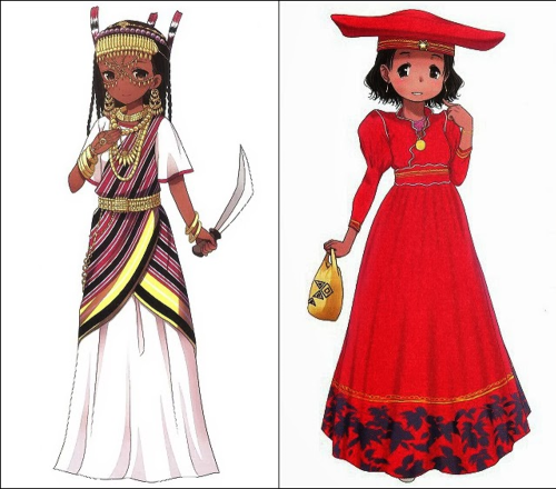  Traditional African attires (<Sekai no MINZOKUISHO Zukan (世界の民族衣装図鑑)> Japanese Illusrators Drawing Many Different Kinds of Traditional Costumes.) 1. Gomesi : Ugandan Traditional Clothing &  Traditional Clothes of Maasai