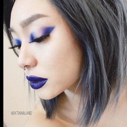 sugarpillcosmetics:  Don’t feel blue! @xtianaland uses our #Sugarpilleyeshadow in Velocity paired with DGAF by @meltcosmetics 