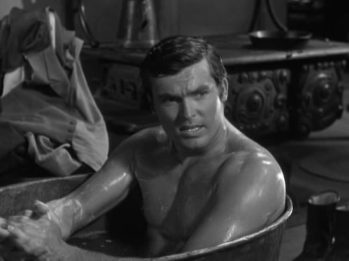 Bronco S01E19 part 2 of 2Bronco (Ty Hardin) and Ab Walker (Karl Weber) have a soak in the tub.  