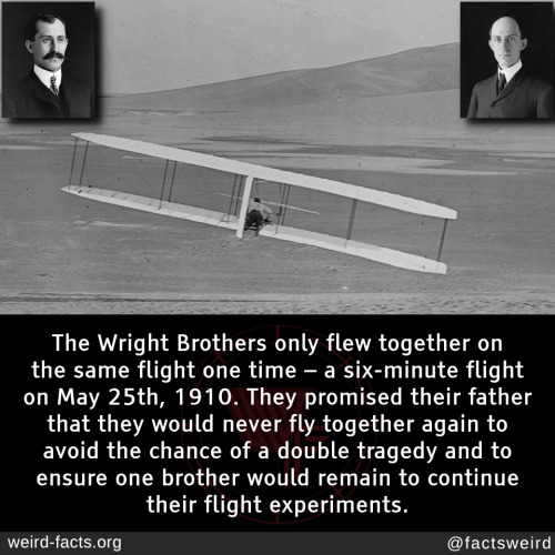 The Wright Brothers only flew together on the same flight one time – a six-minute flight on May 25th