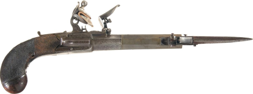 Screw Barrel Flintlock pistol.Marked “SMITH LONDON” this little 18th century English fli