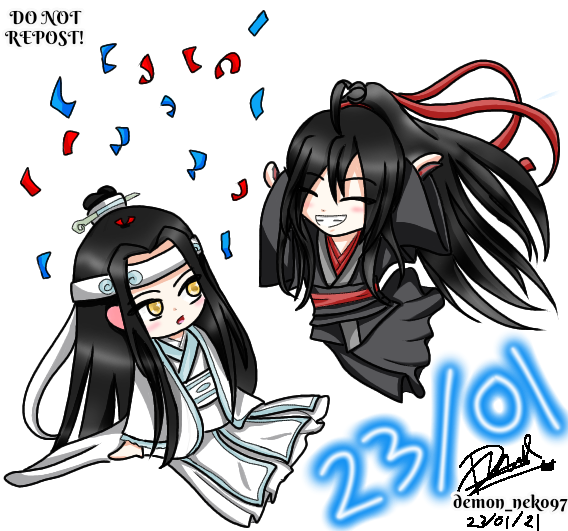 Eyyy WangXian time~~~ ❤️❤️❤️ Trying to draw semi chibi again