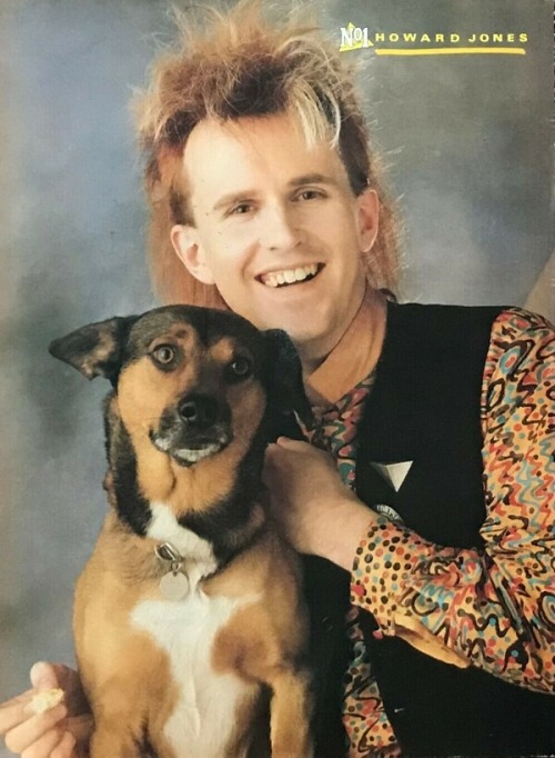 Howard Jones with dog - poster from No1 magazine (1986)