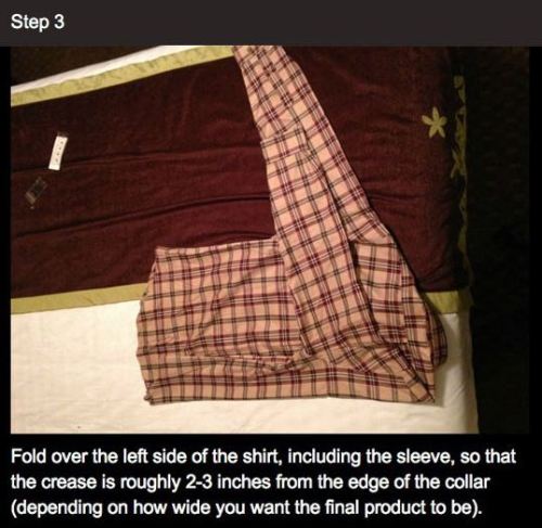 lifemadesimple:  How to fold your Shirt Helpful in keeping shirts smart and tidy for the weekend