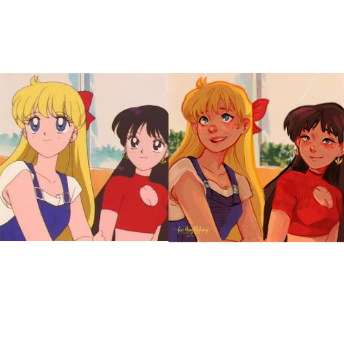 suemaryrakocy: Redraw the scene with Sailor Wenus Minako and Sailor Mars ReiI adored original series