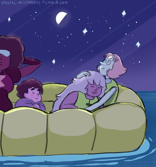 crystal-meepmorps: Pearlmethyst week day 6 :    Long Day at Work   A little moment of rest after one of those missions at sea. @annadesu 