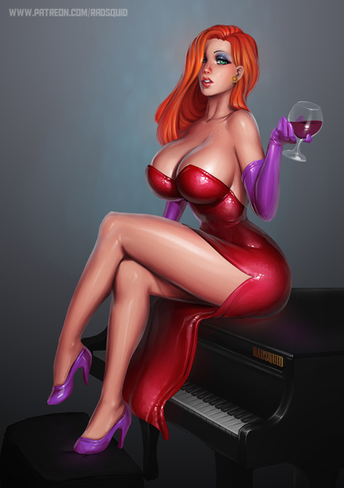 theradsquid: Jessica Rabbit   chosen by my supporters on www.patreon.com/radsquidHQ + topless versions will be sent out together with all the other rewards after end of this month!if you use twitch, make sure to follow me at www.twitch.tv/theradsquid