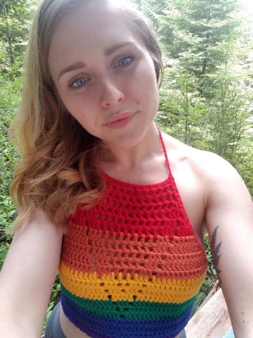snootyfoxfashion: LGBTQ+ Crochet Halter Crop Tops from HOOKEDnSTONEDx / x / x / x / xholy shit gurls
