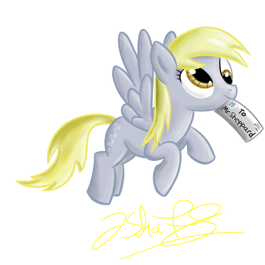 paperderp:  Derpy delivering a letter to me by ~MrJohnSheppard  &lt;3