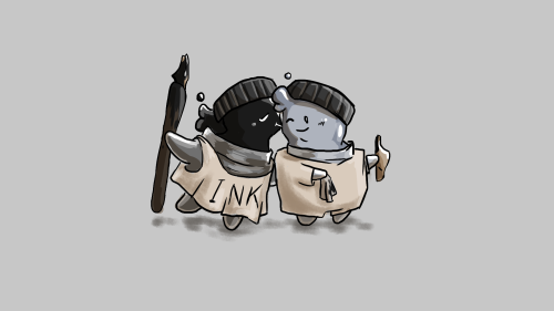 I Made Characters Based Off Of A Little Ink Pot And Ink Cleaner I Have.