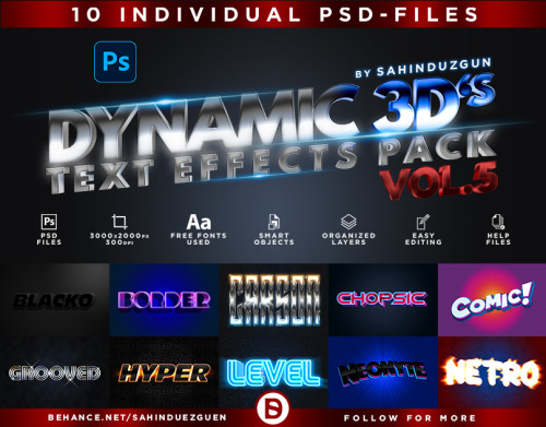 DYNAMIC 3D&rsquo;s - Vol.5 | Text-Effects/Mockups | Template-Package by Sahin Düzgün