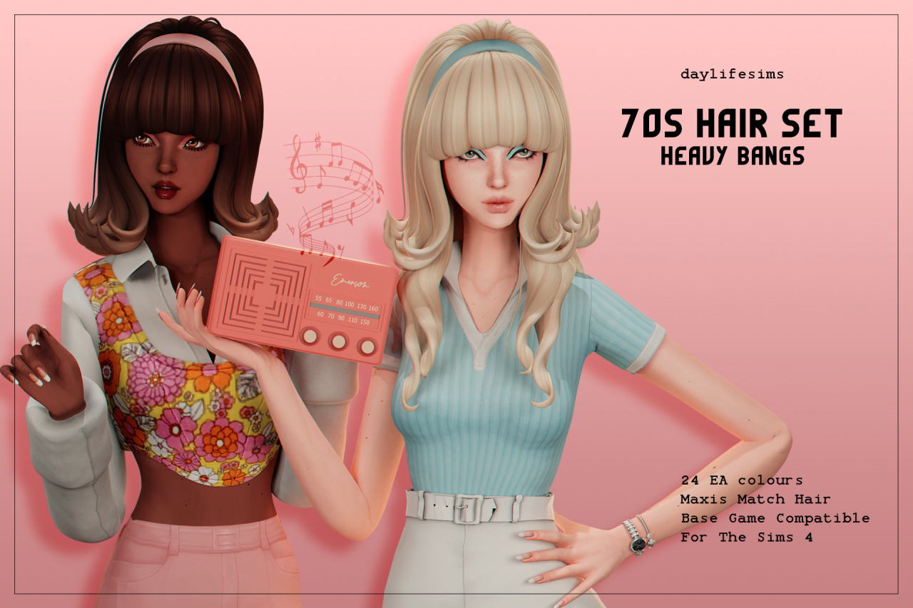 Daylife Sims 70s Hair Set Heavy Bangs Hairstyle Emily Cc Finds
