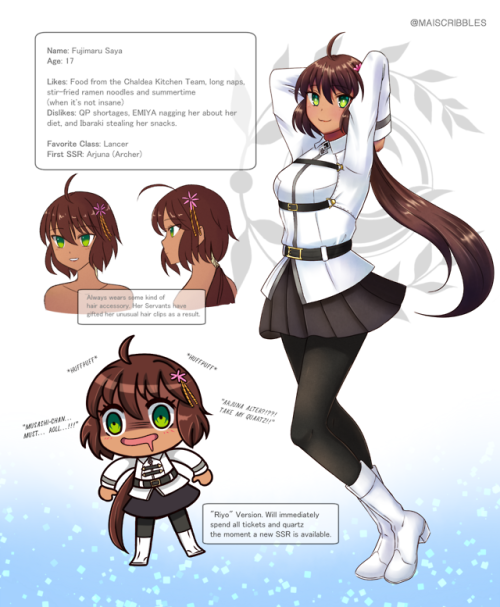 I decided to make a whole character sheet for my own FGO MC design because I like customizing my own