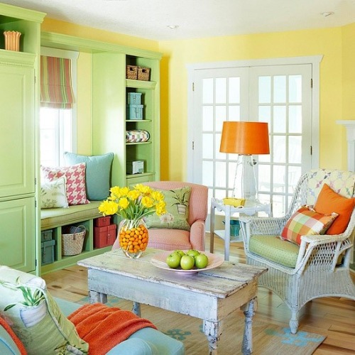 Colorful Springtime Themed Living Rooms