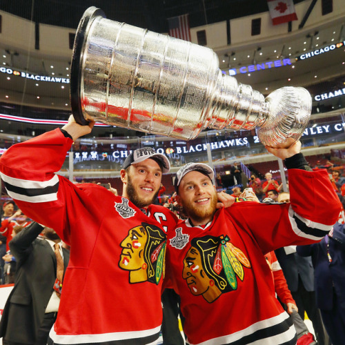 allthebros:nhlblackhawks: years ago today, Patrick Kane and Jonathan Toews took the ice in their fir