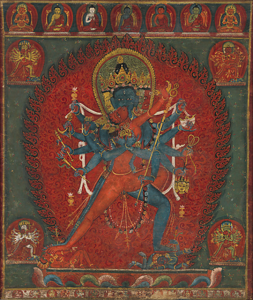 Thangka of Chakrasamvara and Vajravarahi 1575-1600 Nepal Gouache on cotton Image: 28 x 24 in. (71.1 
