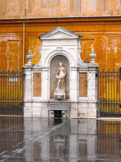   Fontana, giorno di pioggia a Città del Vaticano, inverno 2009.