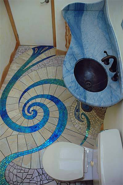 sixpenceee:A beautiful bathroom floor. (Source)