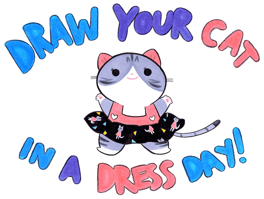 beckyandfrank:  I decided to start a new holiday today, Draw Your Cat In A Dress