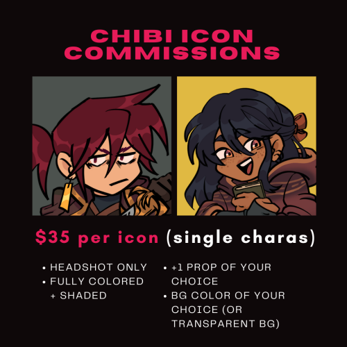 xuune:OPENING CHIBI ICON COMMISSIONSthese are entirely different from my regular commissions since t