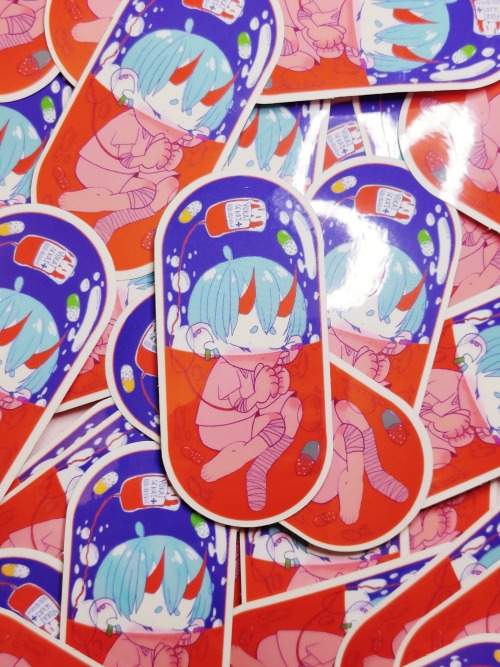 xxyokaisekaixx:Pill Boi got new art~ He’s 3&quot; transparent vinyl sticker!!Available now