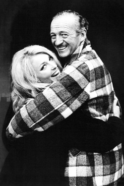  Sharon Tate and David Niven affectionately