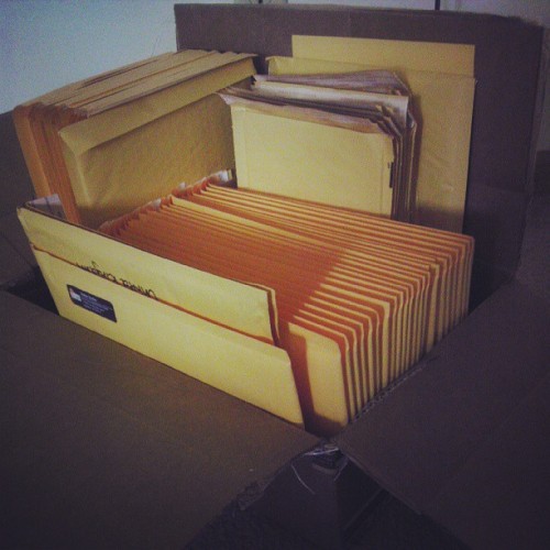 One box of #DontGototheReunion preorders ready for some DVDs! #packing #slasherstudios #horror