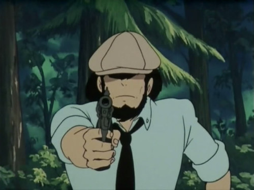 generalyung:Jigen tries on different kinds of hats after all his regular hats get destroyed.I rememb