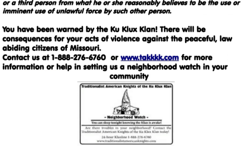 fatabulousme:  postracialcomments:  HERES THE VIDEO, PLEASE WATCH  The leader of a Ku Klux Klan group told MSNBC host Chris Hayes on Wednesday that St. Louis-area residents have supported their campaign threatening to use “lethal force” against protesters