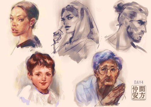 # meds50heads portrait studies,  recently I am challenging. gorgeous photo references from https://w