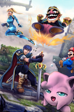 grimphantom:  tlrledbetter:  adyon:    Marth’s waking up…but maybe not quick enough. So who gets him first?  Wario or Jigglypuff? I was tempted to stuff even more characters into this, but it really would have just got confusing.   I’ll just have