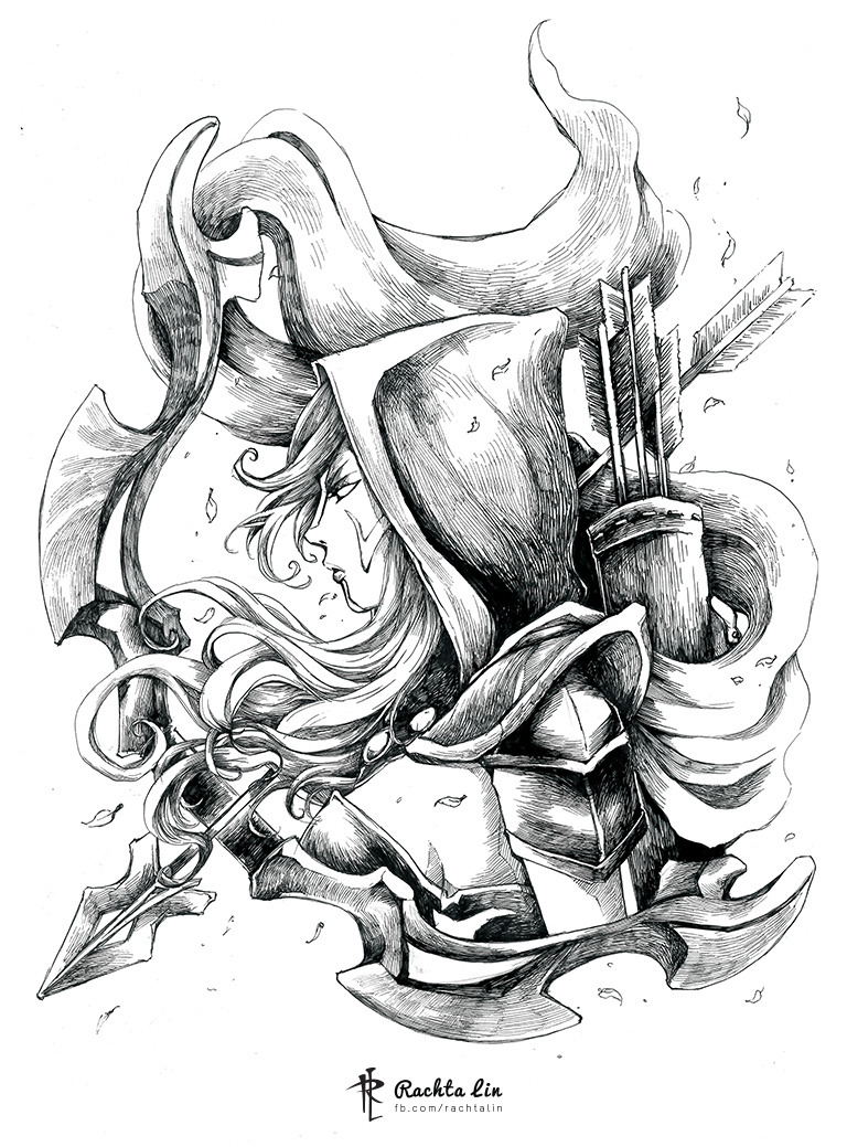The Colorful World of Black And White on Tumblr: Traxex the Drow Ranger  from DoTA2. More fanarts will be posted! Happy New Year 2015 and wish you  all the best! Follow me