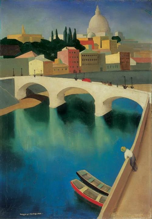 magyarpiktura: Kontuly Béla (1904-1983): A Tevere a Ponte Mazzinival, 1930