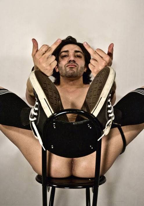 jackingforjizzus:  Sexy Jesus-like guys: giving the bird