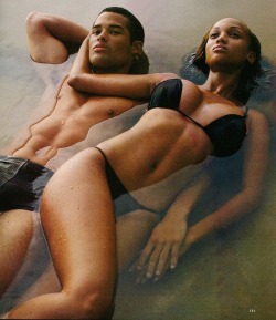 a-state-of-bliss:  GQ Feb 1996 - Jason Olive &amp; Tyra Banks by Fabrizio Ferri 