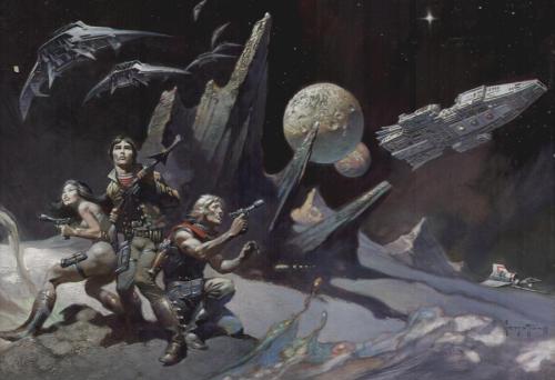 Battlestar Galactica illustrations by Frank Frazetta