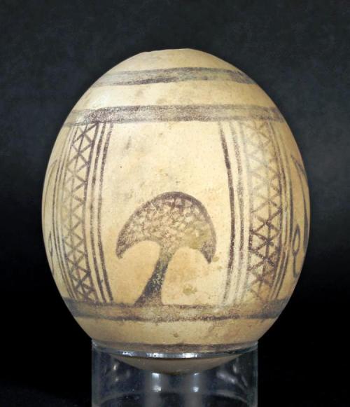 archaicwonder:Phoenician Painted Ostrich Egg - 8th-6th Century BC An ancient ostrich egg painted w