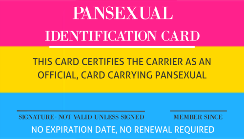 bisexuwhale-pride:Pansexual and Bisexual Identification cards! They’re pretty easy to make, so