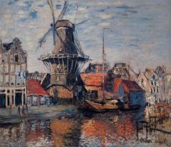claudemonet-art:    Windmill on the Onbekende Canal, Amsterdam (1874)    Claude Monet  